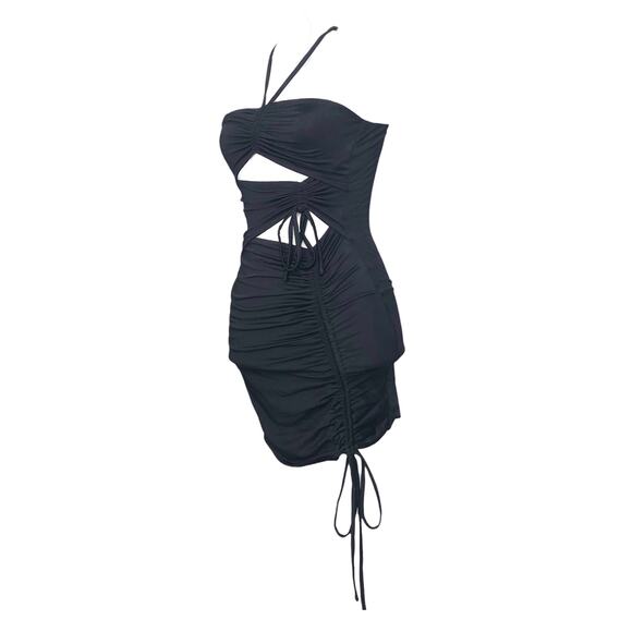 Princess Polly Dress Black Halter Cinch Cutout Bodycon Micro-Mini 4 - Picture 1 of 7